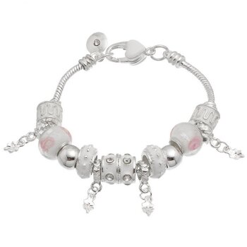 Armband Charms & Beads weiß KLEEBLATT im Organza Beutel