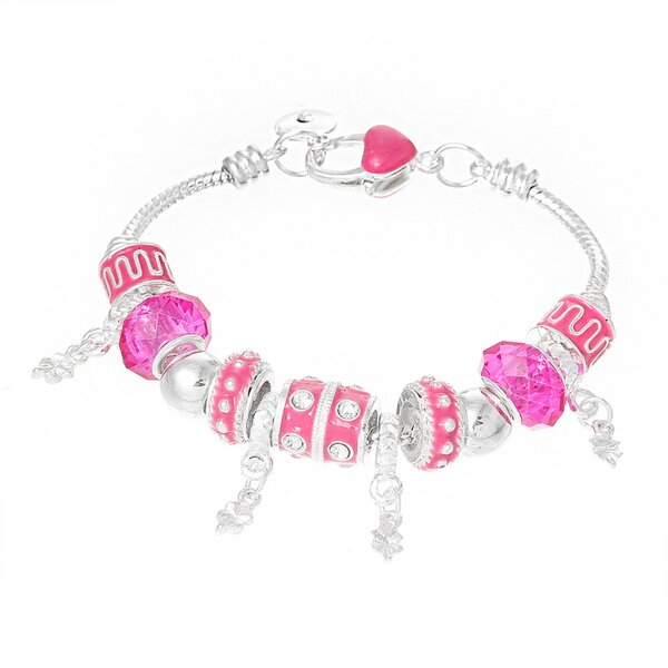 Armband Charms & Beads pink KLEEBLATT