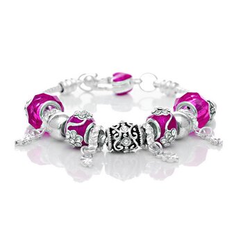 Armband Charms & Beads pink KLEEBLATT