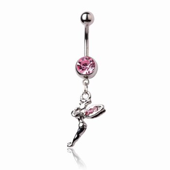 Bauchnabel Piercing rosa Strass Elfe 316 L Chirurgen Stahl