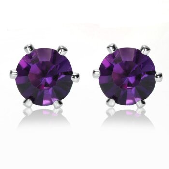 1 Paar Ohr Stecker Amethyst im Organza Beutel