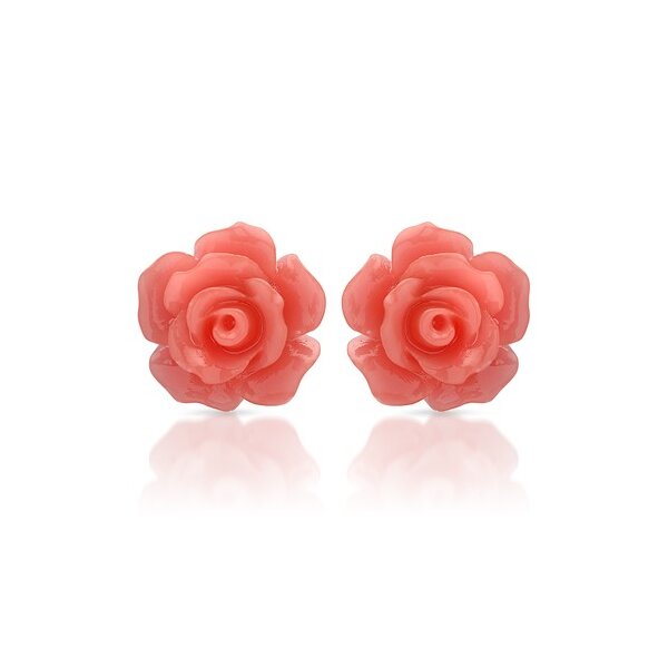 1 Paar Ohr Stecker Blüte  rosé im  Organza Beutel