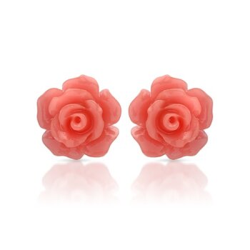 1 Paar Ohr Stecker Blüte rosé im Organza Beutel