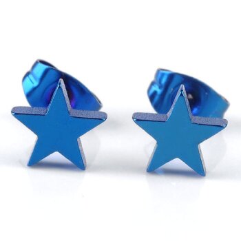 1 Paar Stern Ohrstecker Edelstahl blau im Organza Beutel