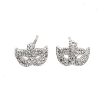 1 Paar Maske Ohrstecker Silber Strass klar im Organza...