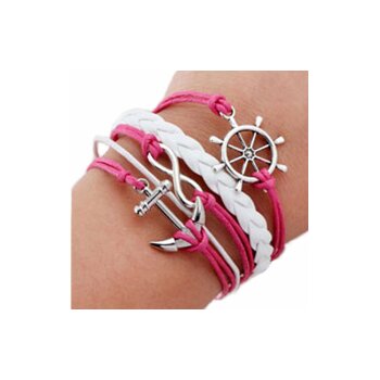 Armband Anker Hamburg Infinity pink & wei