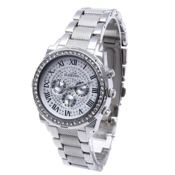 Damen Edelstahl Armbanduhr Silber Strass GLAM QUEEN