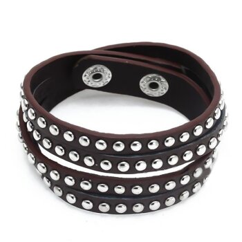 Wickel PU Lederarmband NIETEN dunkel braun im Schmuck...