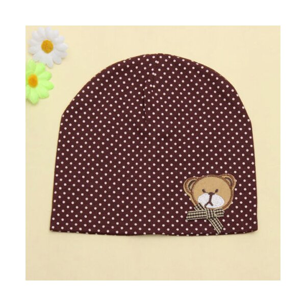 Kinder Mütze / Beanie Pünktchen mit TEDDY Kaffee Braun