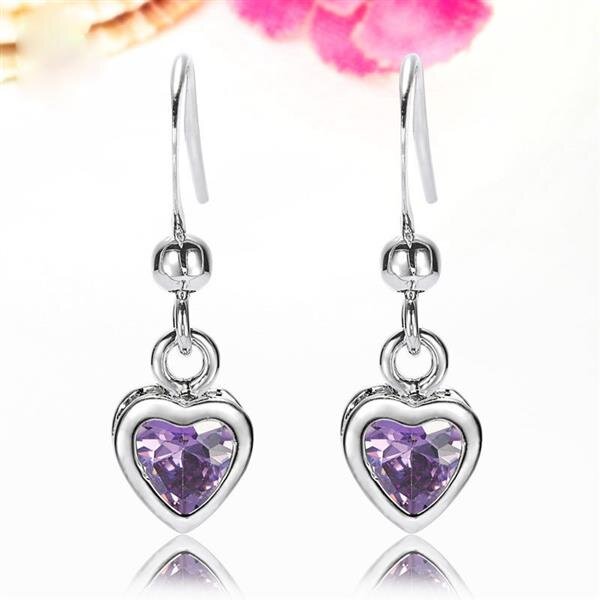 1 Paar Ohr Hänger Herzilein Amethyst lila vergoldet im...
