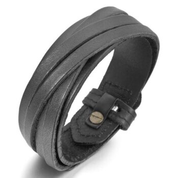 Echtleder Armband Rock Edition schwarz im Organza Beutel