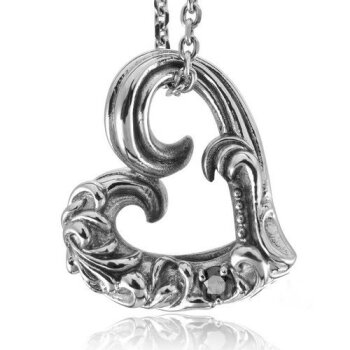 Anhänger Herz mit schwarzen Zirkonia 316L EDELSTAHL...