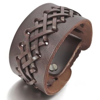 Echtleder Armband Rock Edition braun im Organza Beutel