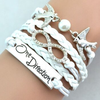 Armband Infinity One Direction Tauben weiß mit Strass