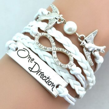 Armband Infinity One Direction Tauben wei mit Strass