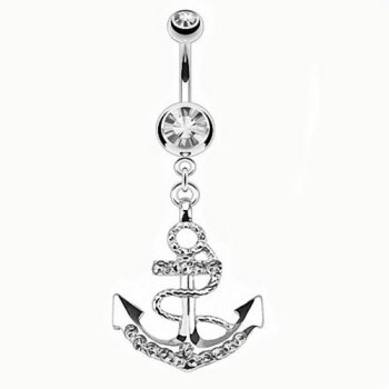 Bauchnabel Piercing Anker mit Strass 316 L Chirurgen Stahl