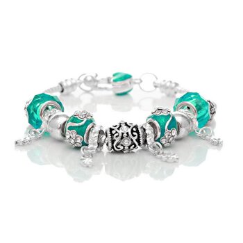 Armband Charms & Beads türkis / petrol KLEEBLATT