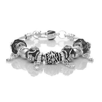 Armband Charms & Beads schwarz weiß KLEEBLATT