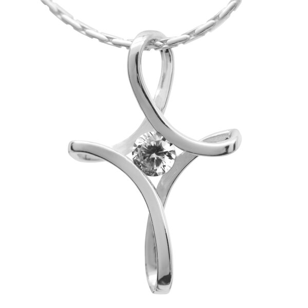 Kreuz Anhänger Infinity Weiß 925 Silber