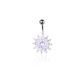 Bauchnabel Piercing Blüte Zirkonia 316 L Edelstahl