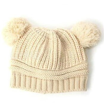 Strick Kinder Mütze / Beanie TEDDY beige