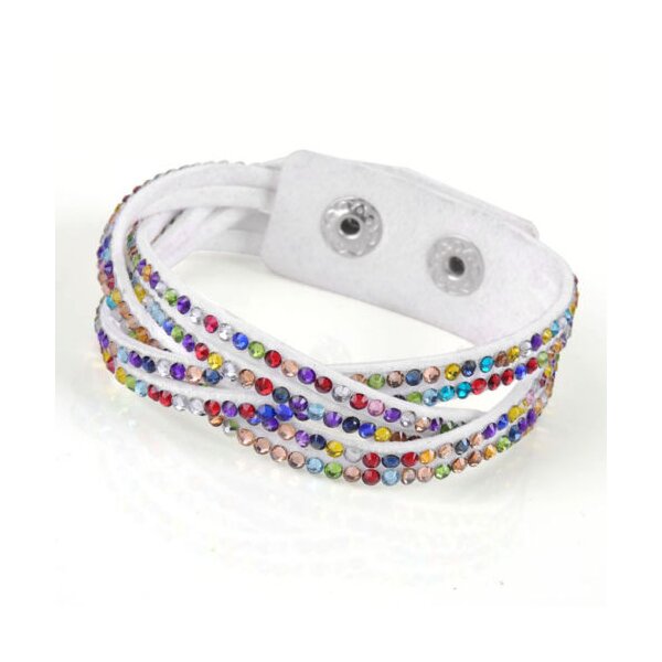 Lederarmband Strass multicolour  im Organza Beutel