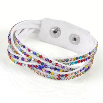 Lederarmband Strass multicolour im Organza Beutel