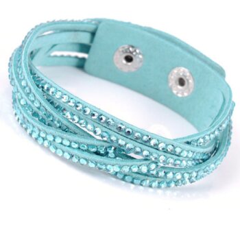 Lederarmband Strass himmelblau