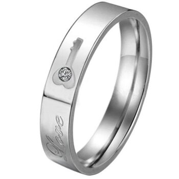 Damenring 4mm Love Schlüssel silbernfarben aus 316 L...