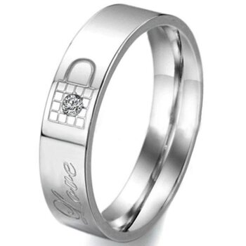 Herrenring 5mm Love Schloß silbernfarben aus 316 L...