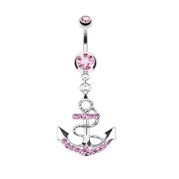 Bauchnabel Piercing Anker mit Strass fuchsia oder aqua...