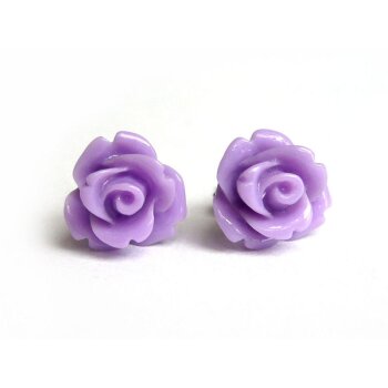 1 Paar Ohr Stecker Blüte flieder im Organza Beutel