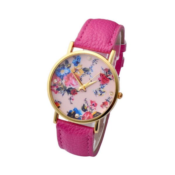 Damen Armbanduhr vintage Rosen mit Zirkonia Gelbgold PU...