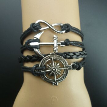 Armband Anker & Infinity schwarz