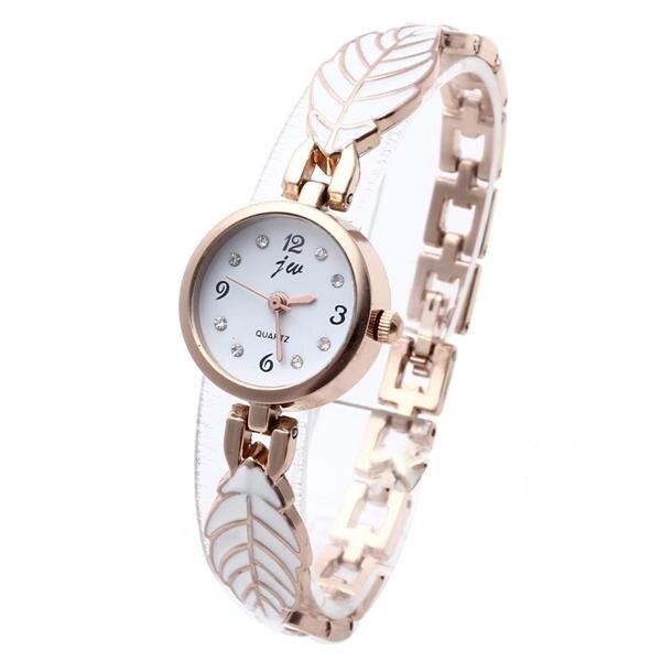 Damen Edelstahl Armbanduhr Rosegold Blätterzauber