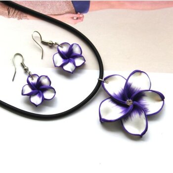 Schmuckset  Blten Ohrstecker  & Collier  violett wei...