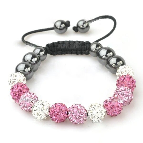 Glamour & Strass  Armband  rosa & wei   im Organza Beutel