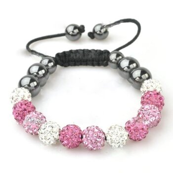 Glamour & Strass  Armband  rosa & wei   im Organza Beutel