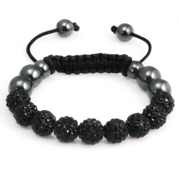 Glamour & Strass Armband schwarz im Organza Beutel