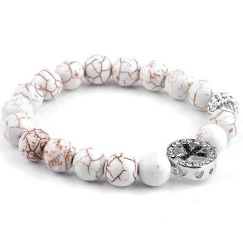 Armband PEACE Strass Howalith Perlen creme weiß im...