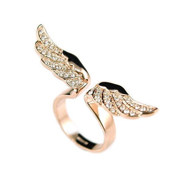 Ring Engelsflügel mit Strass gold