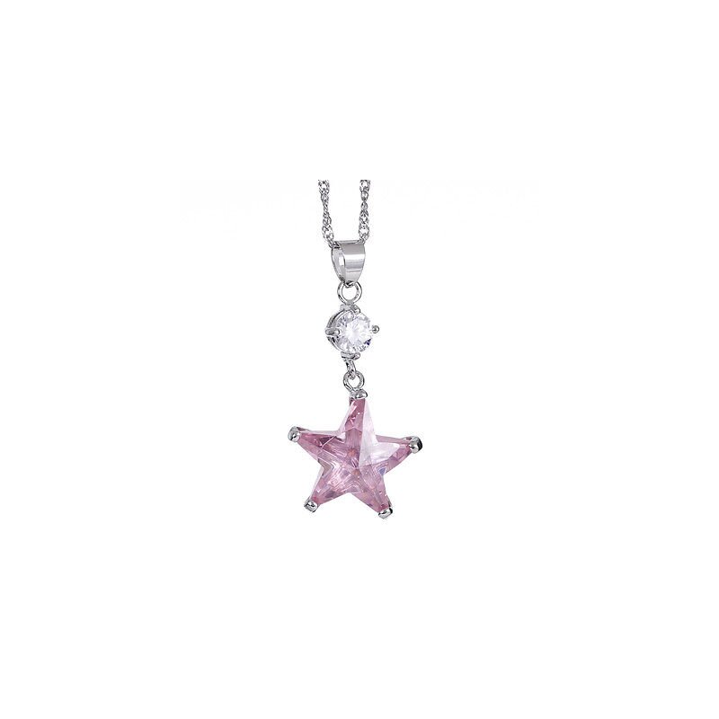 Stern Anhänger rosa Saphir vergoldet inkl. Kette im Schmuck Beutel, 39,99 €