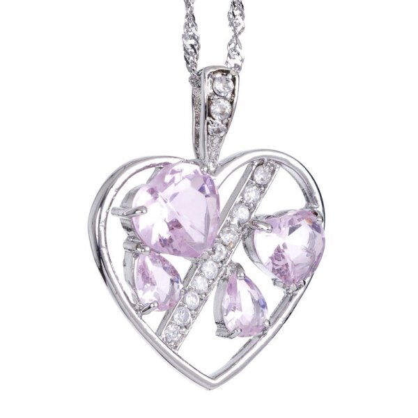 Herz Anhänger rosa Saphir vergoldet inkl. Kette im...