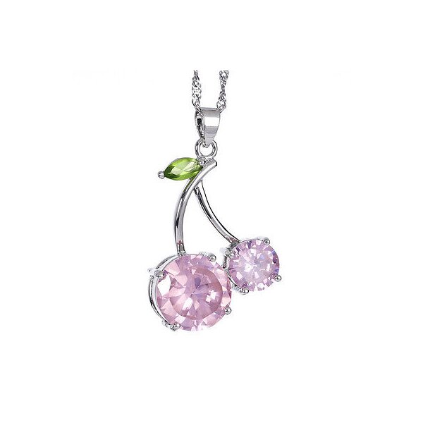 Kirschen Anhänger rosa Saphir vergoldet inkl. Kette im Schmuck Beutel