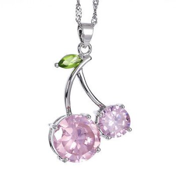 Kirschen Anhänger rosa Saphir vergoldet inkl. Kette im...