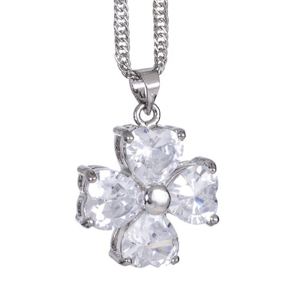 Blüten Anhänger weißer Topas vergoldet inkl. Kette im Schmuck Beutel