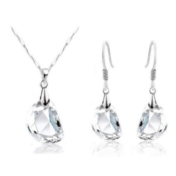 Schmuckset Österreichischer Kristall Collier & Ohr Hänger...