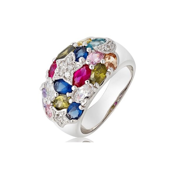 Ring STAR GLAM multicolour mit Weißgold vergoldet im Etui