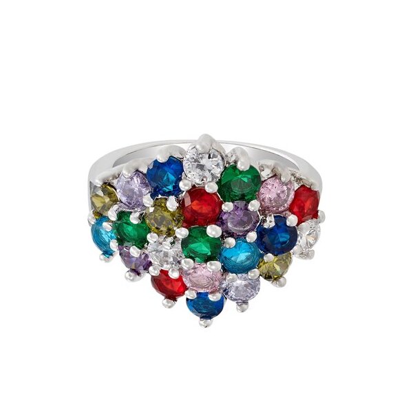Ring HIPPIE GLAM multicolour mit Weißgold vergoldet im Etui