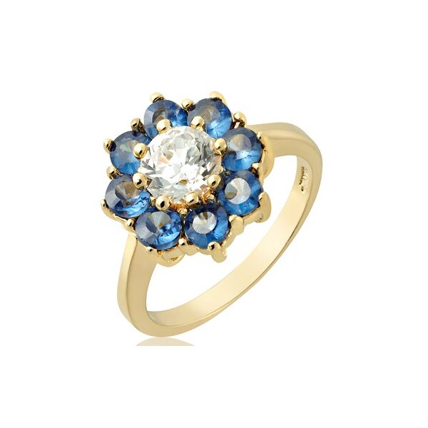 Ring Blüte mit Gelbgold vergoldet im Etui Größenauswahl